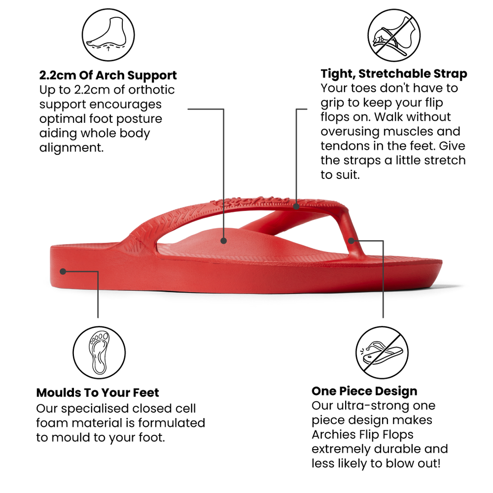  Arch Support Flip Flops - Classic - Chilli Red 