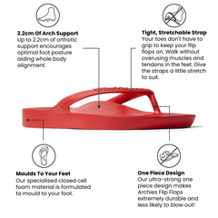 Arch Support Flip Flops - Classic - Chilli Red