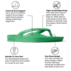 Arch Support Flip Flops - Classic - Kelly Green