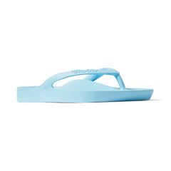 Image of a Sky Blue Flip Flop in an angle showcasing arch support on a white background