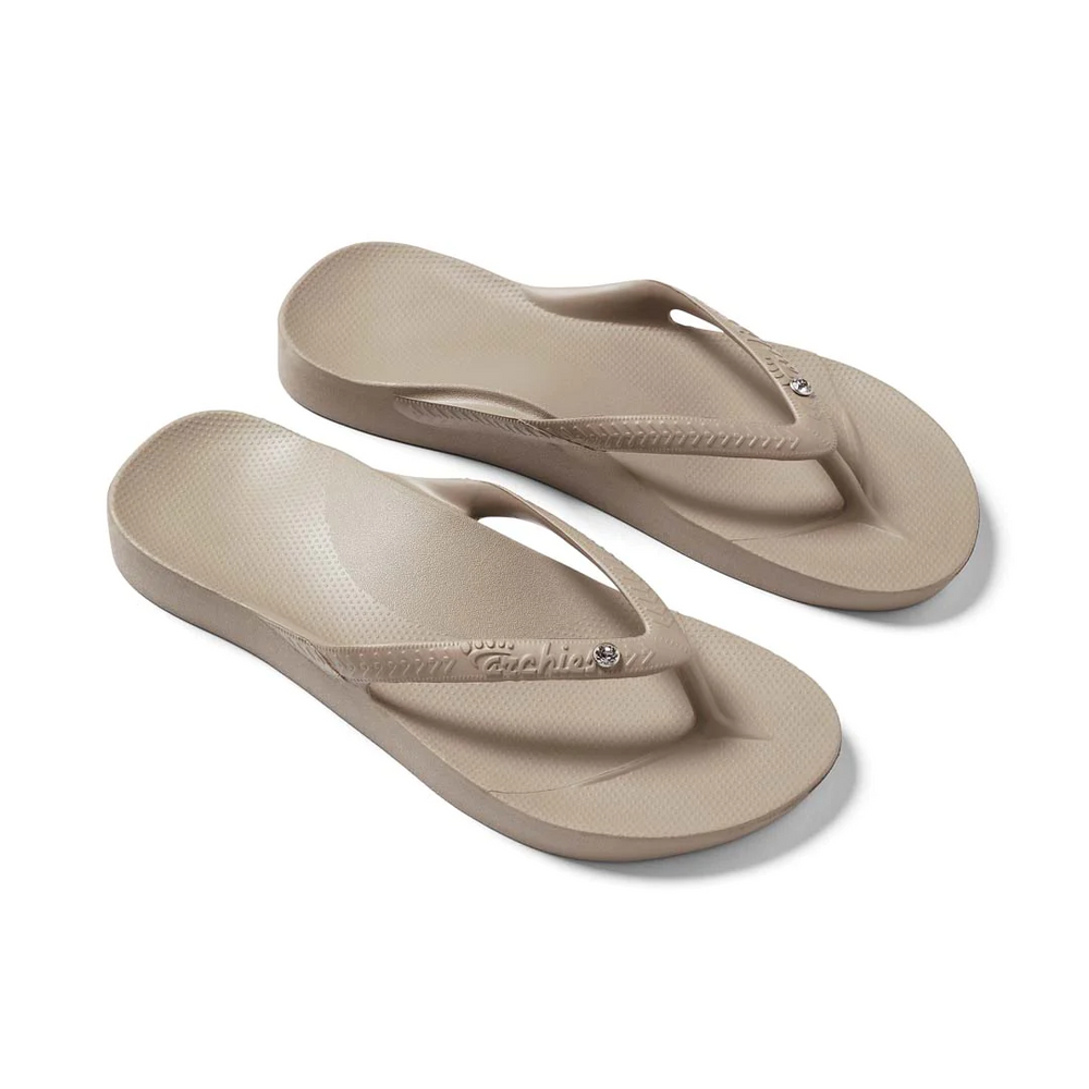 Taupe flip flops on sale